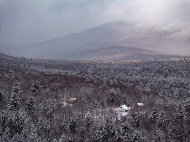 I love the unique view that a telephoto lens provides. So when I got a drone with that option, I can't get enough! Here is a shot of North Sandwich in between snow flurries this morning. #dronephotography #telephoto